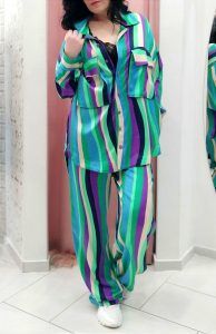 Innocent Παντελόνα Ψηλόμεση Stripes Blue