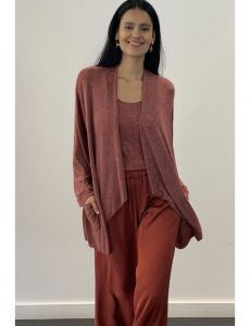 NATACHA Πλεκτή λεπτή ζακέτα λούρεξ με τσέπες