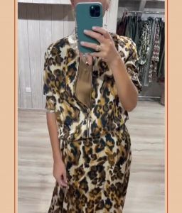 VINTAGE LOVE Paris bomber ζακετάκι με print λεοπάρ camel