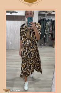 VINTAGE LOVE Paris Φούστα σατινέ με print λεοπάρ camel κλος