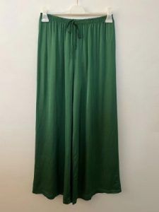 Sunny Studio Paris Παντελόνα φαρδιά silk blend green με λάστιχο στην μέση