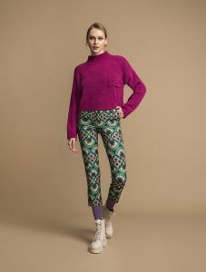 MOUTAKI Παντελόνι Πετρόλ Εμπριμέ