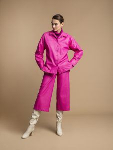 MOUTAKI Παντελόνι Crop Fuchsia Ecoleather
