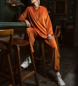 Designer Brand Velvet Set Orange