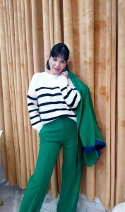 ESC Paris Πλεκτό Εκρού με ρίγες