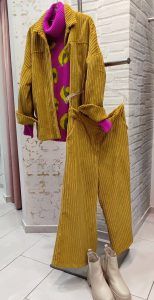 Moutaki Παντελόνι Κροπ Κοτλέ μουσταρδί