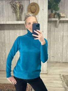 Πλεκτό ζιβάγκο πετρόλ cachemire - wool blend