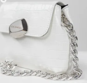 CLIC JEWELS  MAYA MINIBAG white croco Silver genuine leather