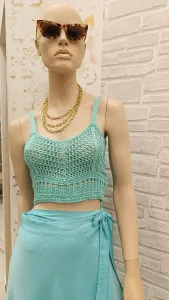 Moutaki Πλεκτό τοπ τυρκουάζ One size