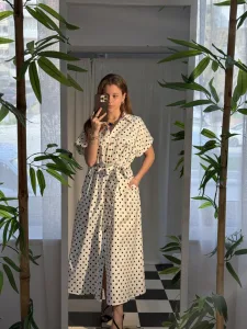 Greek designers Φόρεμα Πουά Λευκό