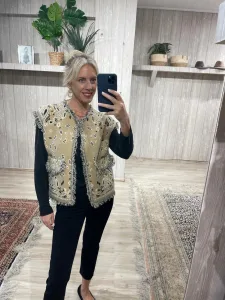 French Collection Orlin Γιλέκο μπεζ Bandana