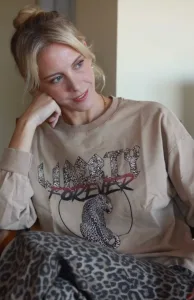 French Collection Φούτερ μπεζ λεοπαρ