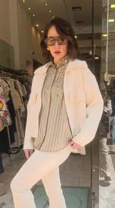 French Collection Σακάκι σε Εκρού και Λαδί