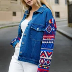 French fashion τζάκετ με πλεκτό μανίκι