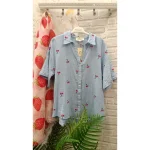 French fashion Πουκάμισο Jade Cherries με κοντό μανίκι