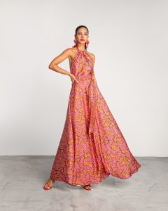 Moutaki Floral Satin Dress