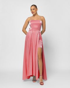 Greek Designers Pink Glossy Satin dress