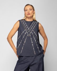 Sourloulou μπλούζα jean strass