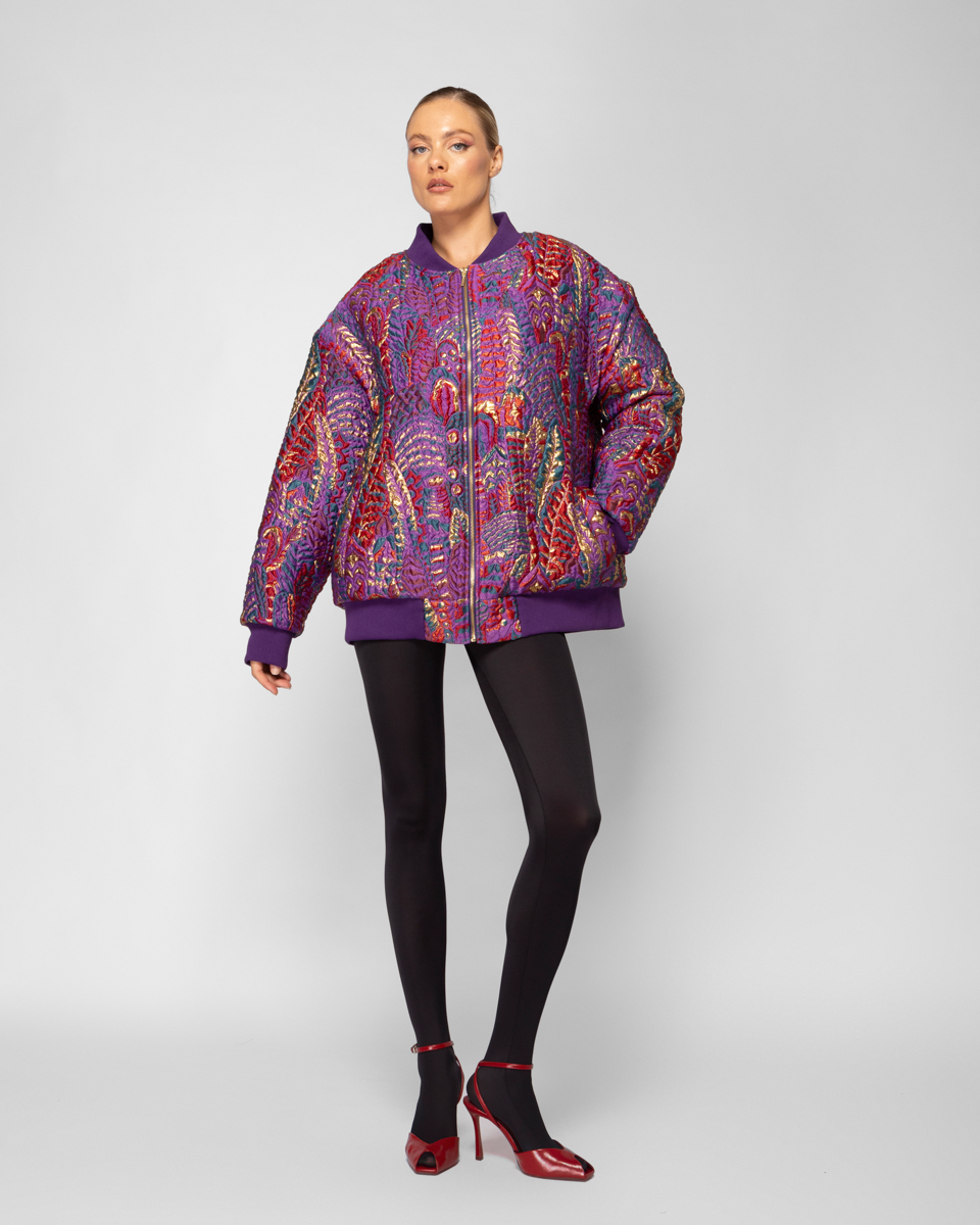 Brocade πανωφόρι Puffer In Purple